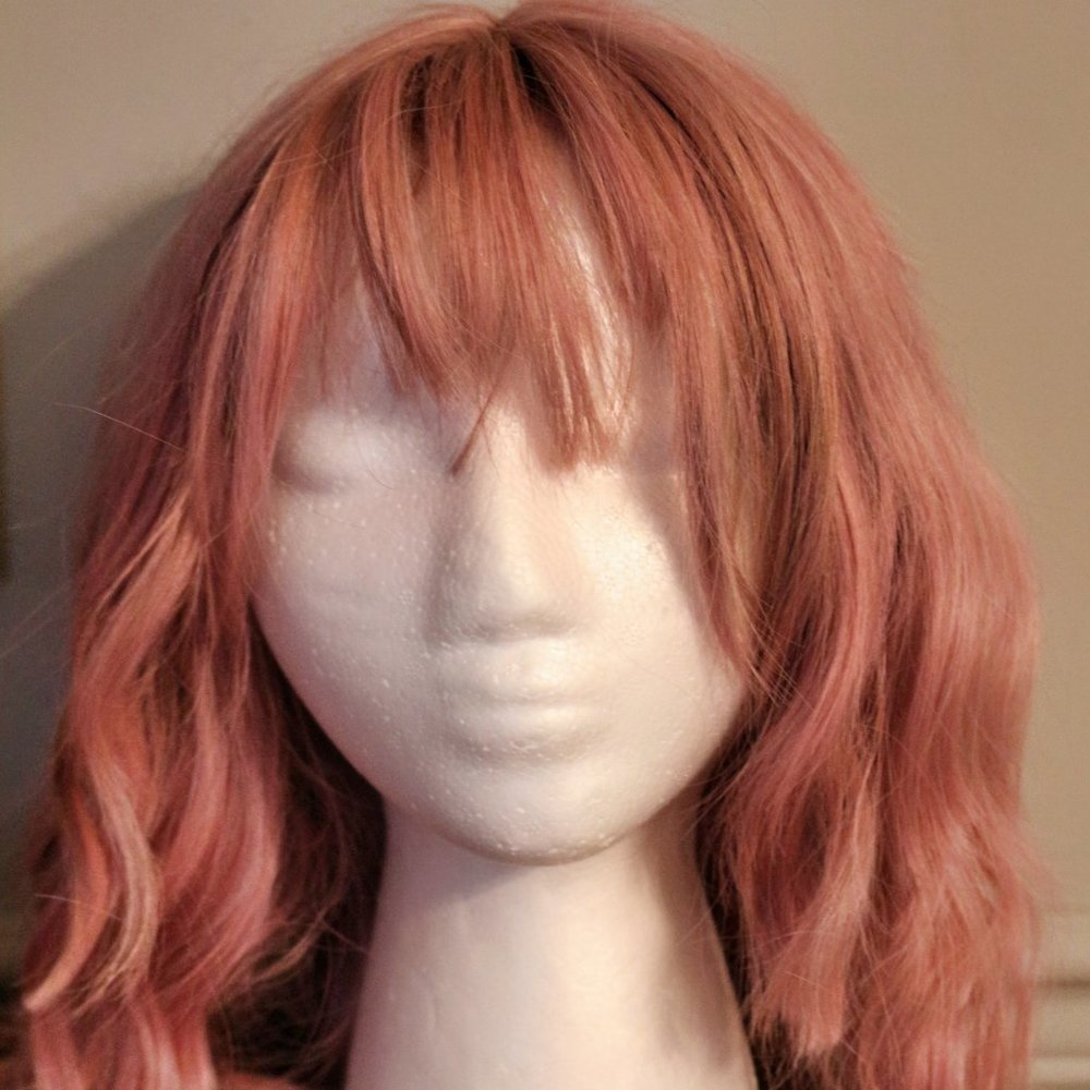 Pink synthetic wig